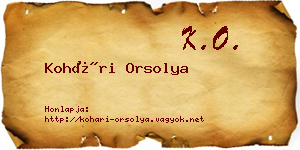 Kohári Orsolya névjegykártya